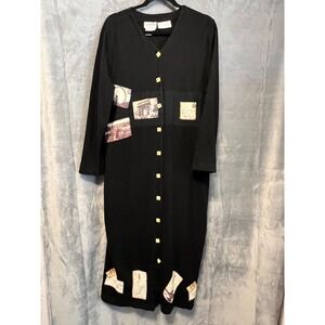 FridayWear Petite PL Lorrie G Star Black Linen Blend Dress Postcard Print 2000
